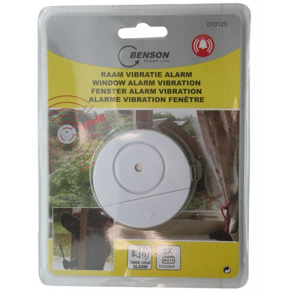 Benson Window Vibration Alarm, 100dB, White
